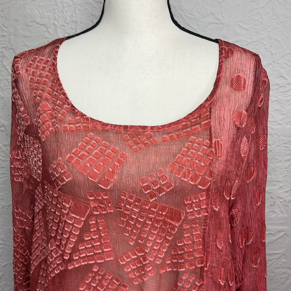 Grizas Silk Blend Patterned Sheer Top - Picture 3 of 9